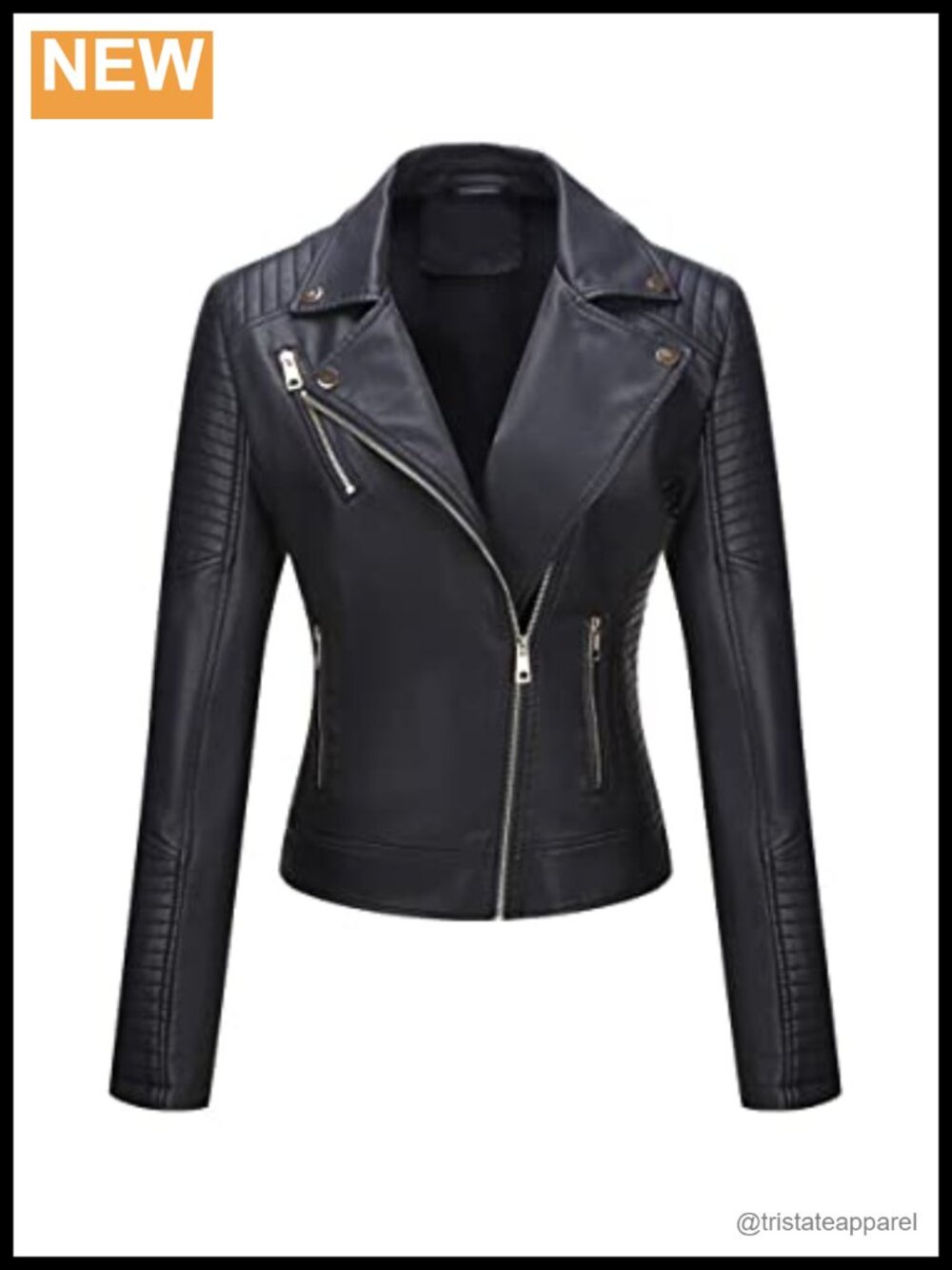 Women's Faux Leather Moto Jacket Lightweight Biker Style